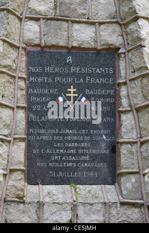 Mémorial de la résistance française, 31st juillet 1944. Les martyrs de la forêt de Cambron. Mémorial pour la résistance française, 31 juillet 1944. Banque D'Images