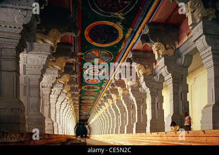 Temple Ramanathaswamy ; couloir le plus long du temple ; Rameswaram ; Ramesvaram ; Rameshwaram ; Ile de Pamban ; Tamil Nadu ; Inde ; Asie Banque D'Images