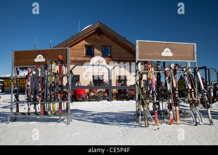 Restaurant sur le plateau au sommet, Kronplatz Bruneck, Val Pusteria, le Tyrol du Sud, Italie, Europe Banque D'Images