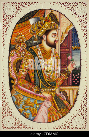 Shah Jahan , peinture miniature sur ivoire , empereur moghol , Inde Banque D'Images