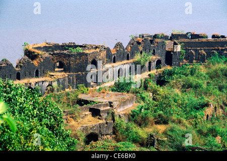 Ruines du fort de l'île de Janjira Murud ; ; ; Maharashtra Inde Banque D'Images