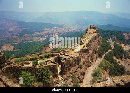 Fort de Pratapgad aérien ; fort de Pratapgad ; district de Satara ; Maharashtra ; Inde ; Asie Banque D'Images