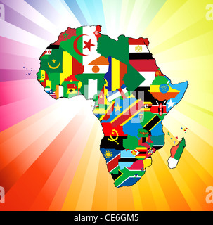 Continent africain coloré Illustration Banque D'Images