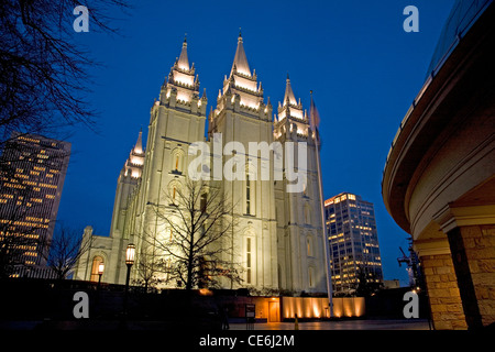 - L'UTAH Salt Lake City Temple de l'Église de Jésus-Christ des Saints des Derniers Jours, le temple mormon. Banque D'Images