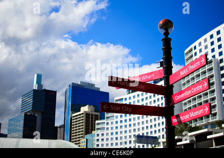 Des signes de Darling Harbour, Sydney Banque D'Images