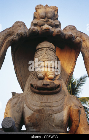 Lakshmi Narasimha moitié moitié lion statue homme hospet hampi karnataka Inde - PRM 83224 Banque D'Images