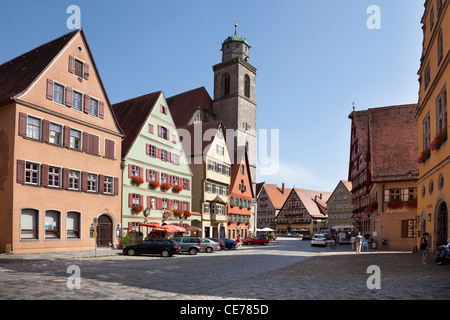 Scène de rue, Dinkelsbuhl, Bavière, Allemagne. Banque D'Images