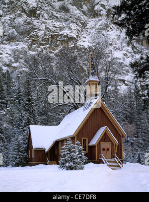 États-unis, Californie, la Vallée Yosemite Chapelle, hiver, Yosemite National Park Banque D'Images