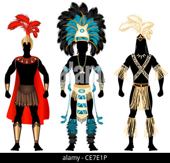 Vector Illustration de trois costumes masculins pour Festival, Mardi Gras, Carnaval, Halloween ou plus. Banque D'Images