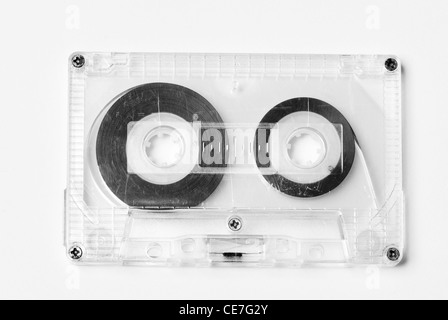 Vieille cassette audio en plastique isolated on white Banque D'Images