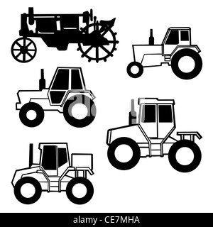 Vector set tracteur sur fond blanc Banque D'Images