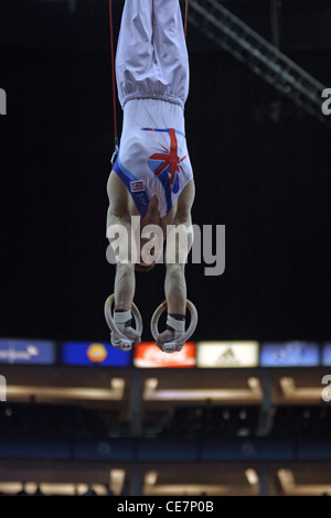 Daniel Purvis à la mens de la gymnastique, de l'équipe concurrence pour go au test event 'London série prépare" à l'O2 Banque D'Images