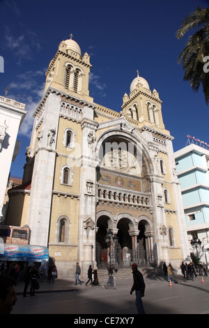 La Cathédrale de St Vincent de Paul est une cathédrale catholique romaine à Tunis Banque D'Images