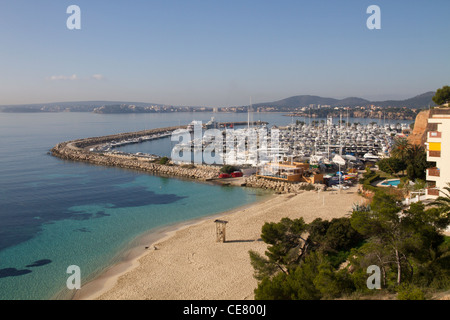 Vue panoramique du port de Puerto Portals, la municipalité de Calvia Mallorca Majorque Îles Baléares Espagne Banque D'Images