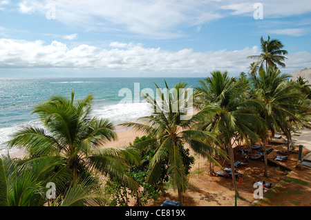 Plage et l'eau turquoise de l'Océan Indien, Bentota, Sri Lanka Banque D'Images