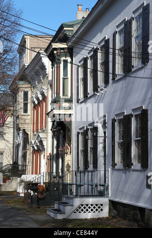 Maisons dans l'enceinte du quartier historique, Schenectady, New York Banque D'Images