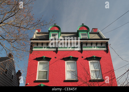 Détail d'une maison dans le quartier historique de Schenectady palissade. Banque D'Images