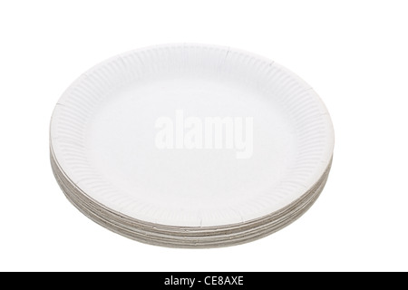 Pile d'assiettes en papier blanc Banque D'Images