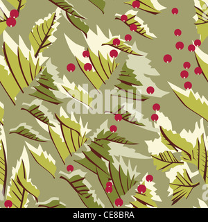 Résumé Motif répétitif Berry et feuilles Banque D'Images