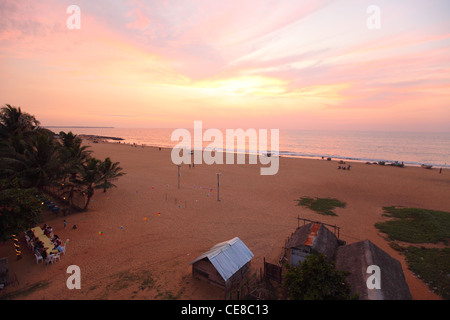 Sri Lanka, Province de l'Ouest, Negombo, coucher de soleil, plage, mer Banque D'Images