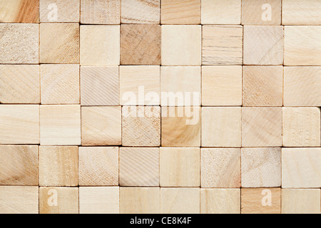 Fond de blocs carrés de bois au hasard avec des grains différents Banque D'Images