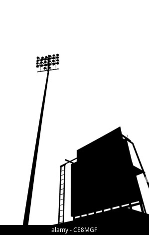 Dans un tableau de stade avec un projecteur de haut en silhouette, pour la conception graphique. Banque D'Images