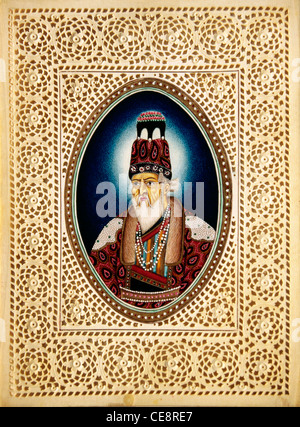 BDR 80617 : peinture sur ivoire de l'empereur Moghol Shah Jahan Banque D'Images