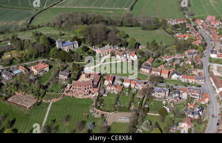 Image aérienne de Crayke, village au nord de York Banque D'Images