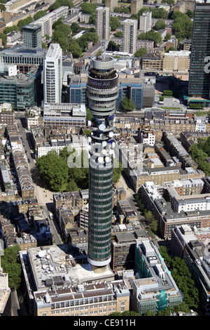 Image aérienne de BT Tower, anciennement Post Office Tower, Fitzrovia, Londres W1 Banque D'Images