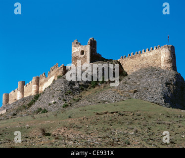 L'Espagne. La Rioja. Clavijo. Château construit par les Maures. 9e siècle. Les murs et la Tour de l'Hommage. Banque D'Images