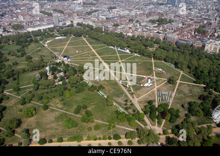 Vue aérienne de Hyde Park à Londres, Royaume-Uni prise de la route aérienne South Carriage Banque D'Images