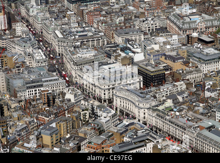 Vue aérienne des magasins d'Oxford Street, Londres, Royaume-Uni Banque D'Images