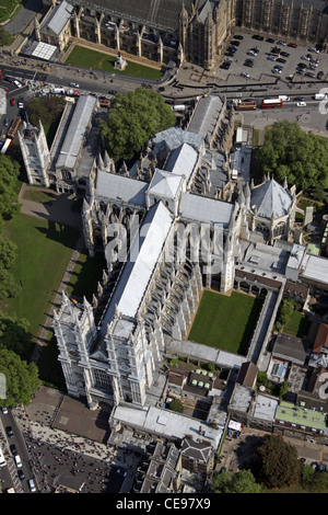 Vue aérienne de l'abbaye de Westminster (et de l'église St Margare bien plus petite), Londres SW1 Banque D'Images