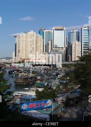 Dh typhoon shelter Causeway Bay Hong Kong junks et gratte-ciel voile port d'Anchorage Banque D'Images