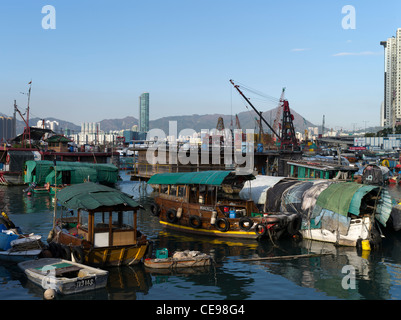 Dh typhoon shelter Causeway Bay Hong Kong Causeway Bay homes indésirable bateaux anchorage Banque D'Images