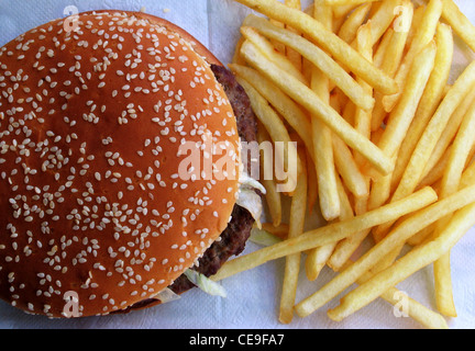 Hamburger et frites Banque D'Images