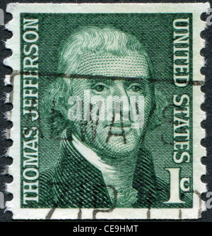 USA - circa 1968 : timbre imprimé aux Etats-Unis, montre la 'Portrait de Thomas Jefferson' par Rembrandt Peale, vers 1968 Banque D'Images