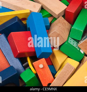 Pile de jouets en bois Banque D'Images