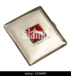 19e Division d'infanterie indienne Rare WW2 étui en argent Banque D'Images