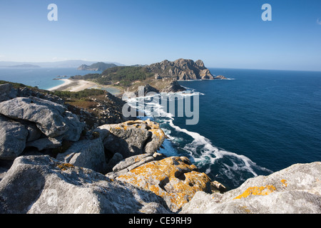 Alto do-Principe, Monteagudo, regardant vers le sud en direction de Faro n'Illa Banque D'Images