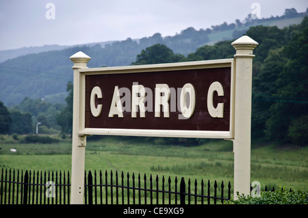 Station Carrog Llangollen signe sur le chemin de fer, au nord du Pays de Galles. Banque D'Images