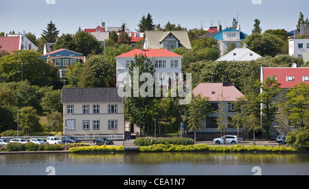 Maison de l'étang dans le centre-ville de Reykjavik, Islande Banque D'Images