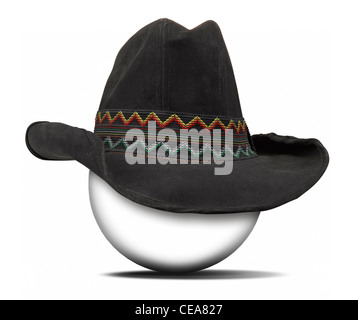 Feutre stetson de cow-boy noir classy hat isolated on white with clipping path pour la hat Banque D'Images