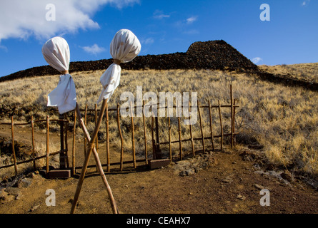 Pierre sacrée temple construit par Kamehameha I (1790), Pu'ukohola Heiau National Historic Site, près de Kawaihae, Big Island, Hawaii Banque D'Images