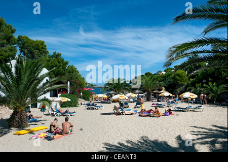 Plage Cala d'es Pou, es Forti, Cala d'Or, Majorque, Baléares, Espagne Banque D'Images