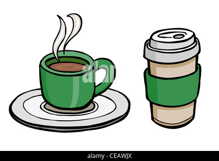 Tasse à café et mug cartoon illustration design vector Banque D'Images