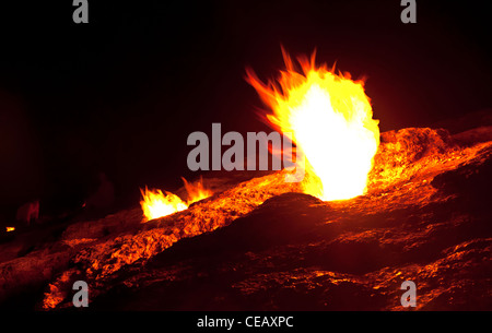 Les flammes éternelles à Mount Chimera (Yanartaş), près de Çıralı dans le sud de la Turquie Banque D'Images