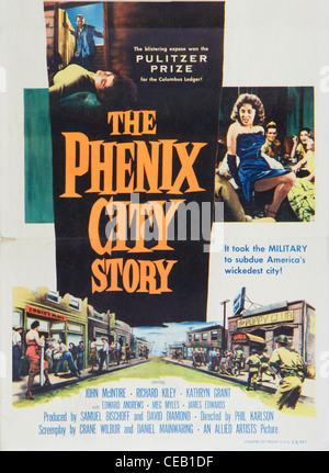 Affiche montrant l'histoire de Phenix City Banque D'Images