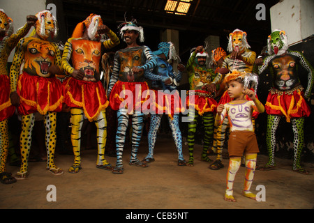Pulikali, Thrissur, Kerala Banque D'Images