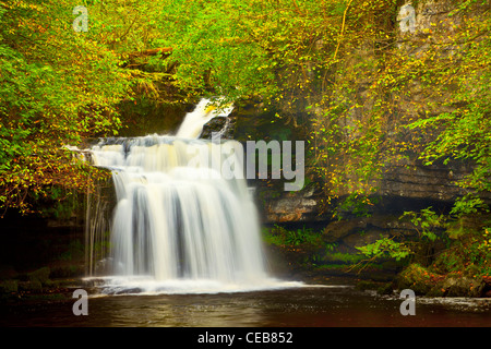 Chaudron tombe sur Walden beck, West Burton, Yorkshire du Nord. Banque D'Images